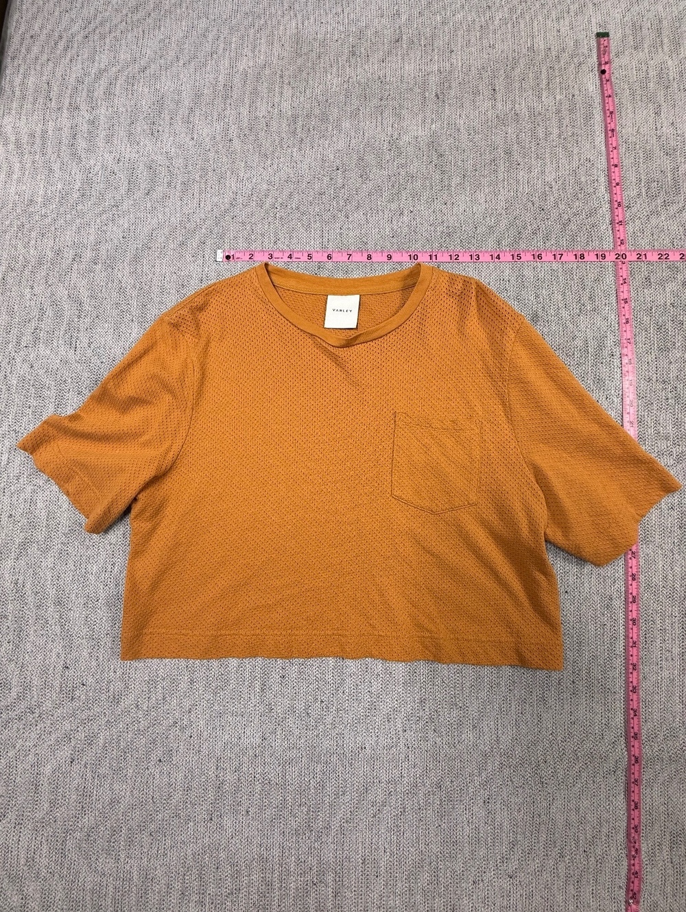 Varley Bexley Cropped Cotton Mesh Pocket Tee XS Cider